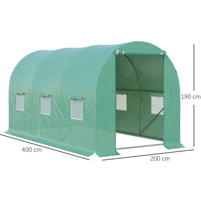 Polytunnel Greenhouse, Galvanised Steel Frame, 4x2x2M