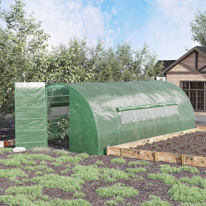 Walk In Greenhouse, Polytunnel, Hinged Door, Steel, 6x3m