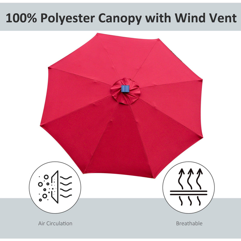 2.7m Garden Parasol With Lights, Tilt, Crank, Summer Shade