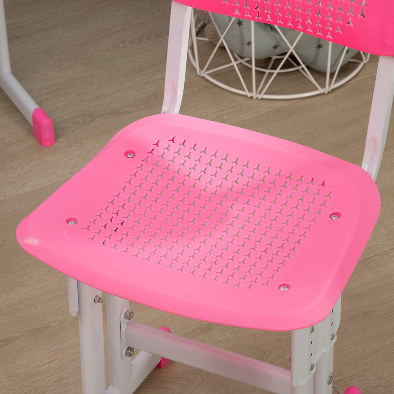 Kids Desk & Chair Set with Storage & Book Stand, Pink