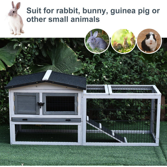 2 Tier Outdoor Wooden Rabbit Hutch With Run