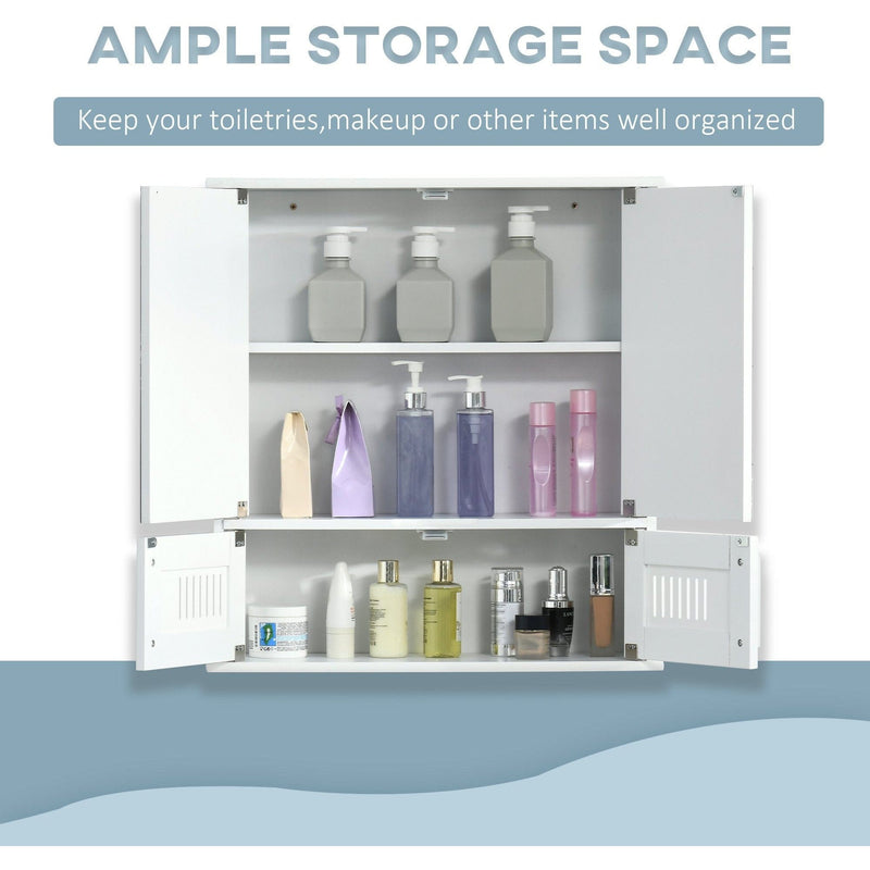 Wall Mounted Bathroom Mirror Cabinet, Double Doors 55 x 17cm