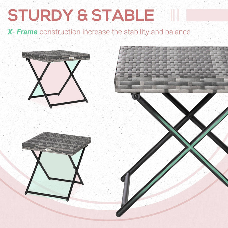 Grey Folding Rattan Table