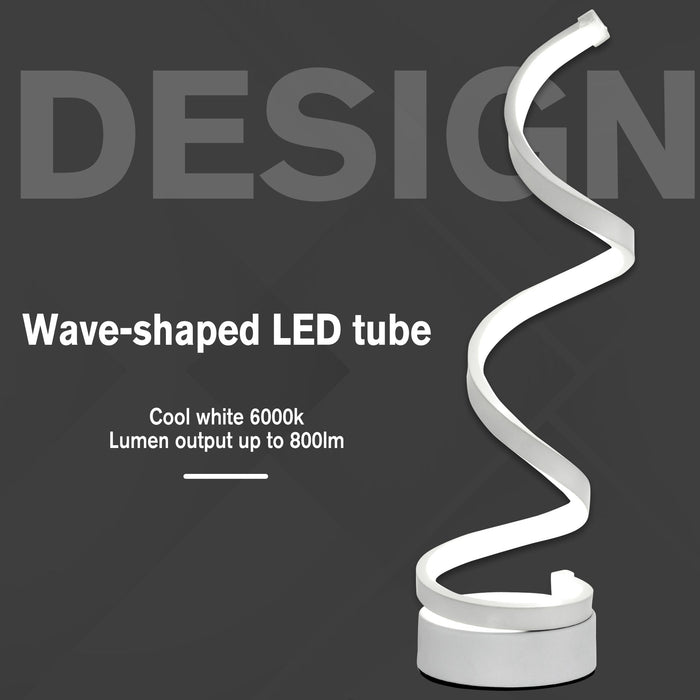 Modern LED Table Lamp, Wave Shape, Cool White