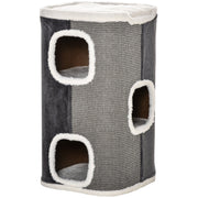 PawHut Cat Barrel Kitten Tree Tower Sisal Scratching Pet Furniture Climbing Frame Cozy Platform Soft Plush & Lamb Fleece Grey Pawhut