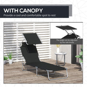 Folding Sun Lounger With Canopy Outsunny
