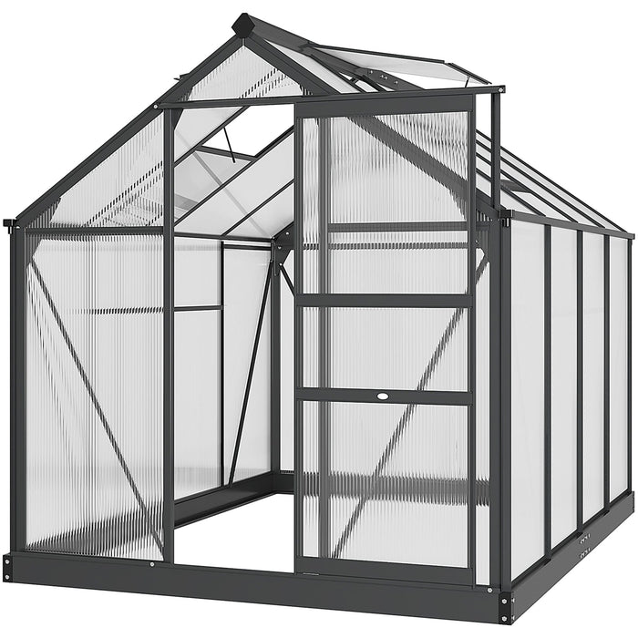 6x8ft Polycarbonate Greenhouse, Slide Door, Clear