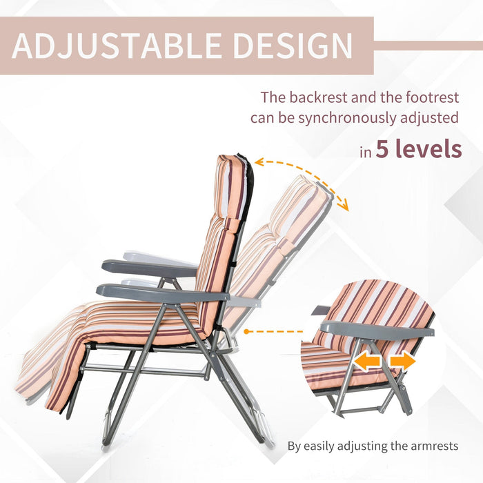 Set of 2 Padded Reclining Garden Chairs