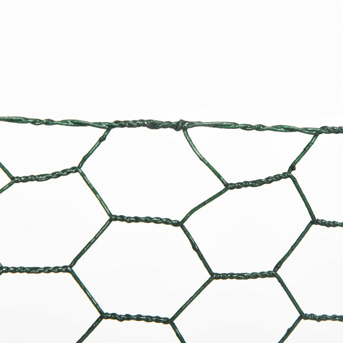 1x25m Chicken Wire: PVC Coated, Dark Green