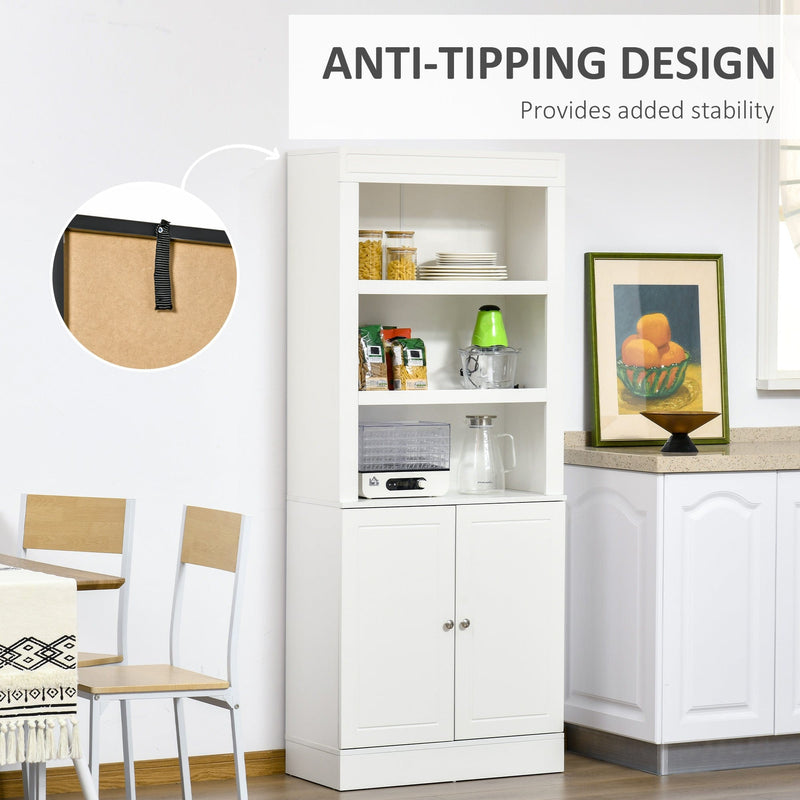 White Kitchen Cupboard with Shelves and Double Door