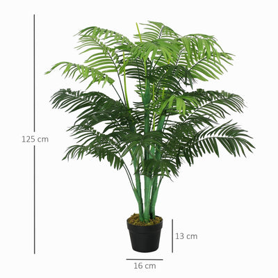 125cm Artificial Palm, 18 Leaves, Nursery Pot, Indoor/Outdoor Homcom