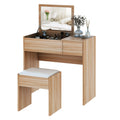 Dressing Table With Flip up Mirror and Cushioned Stool Homcom