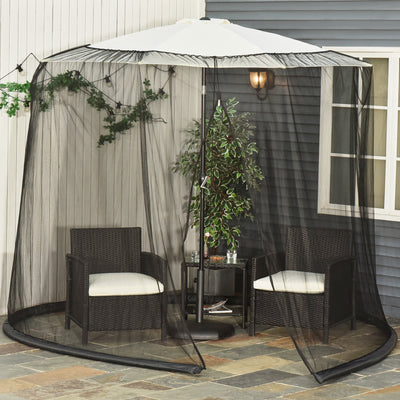 2.3m Patio Umbrella With Mosquito Netting Outsunny