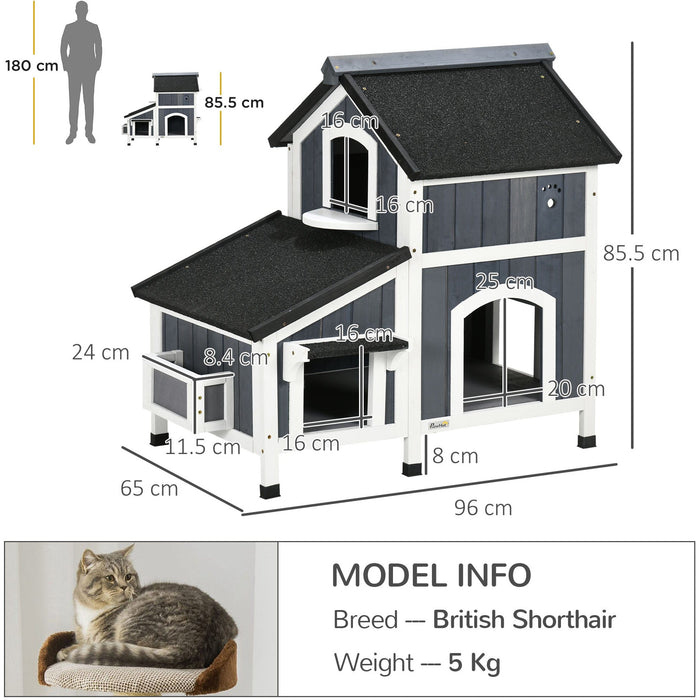 PawHut Outdoor Cat House, Grey