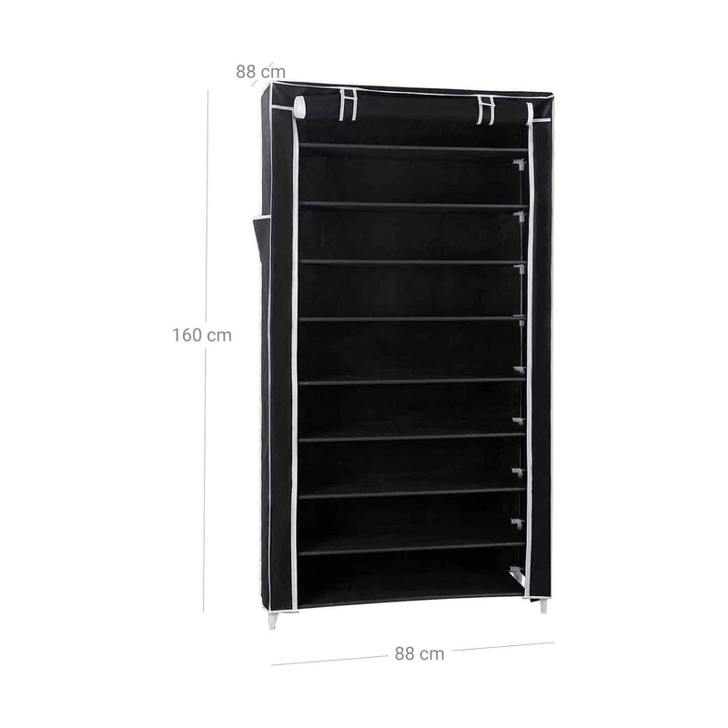 Covered Shoe Storage, Black 10 Tier
