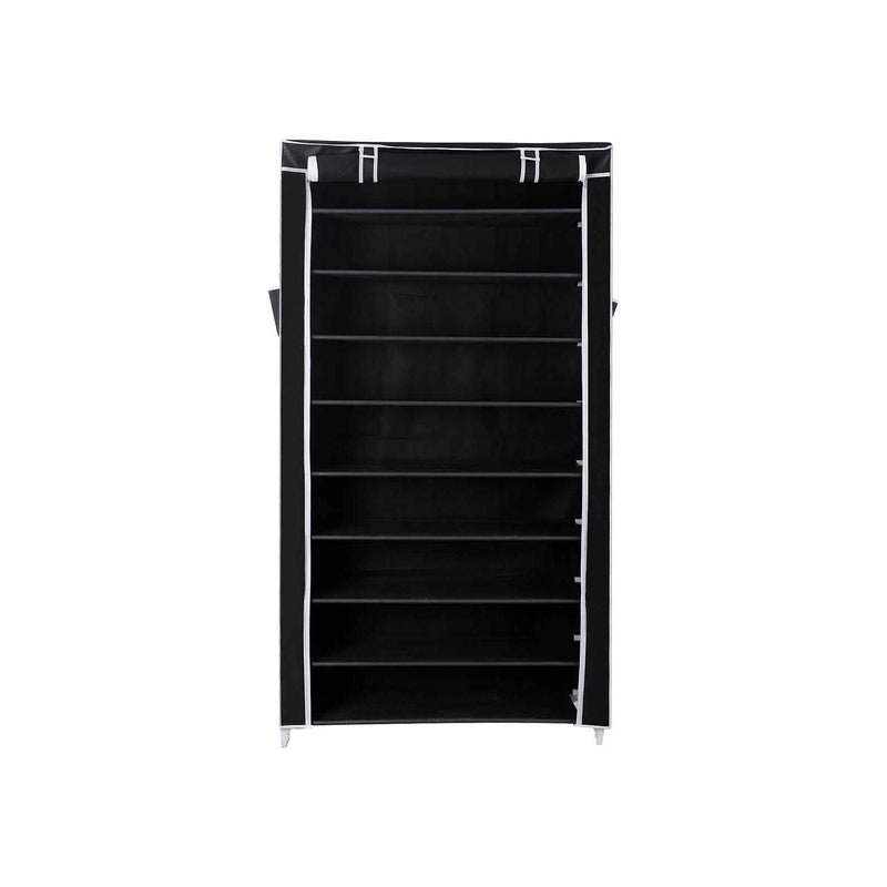 Covered Shoe Storage, Black 10 Tier