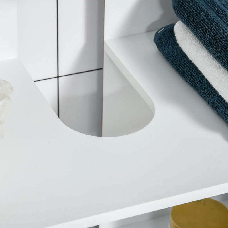 Modern White Pedestal Under Sink Cabinet, 60H x 60W x 30Dcm