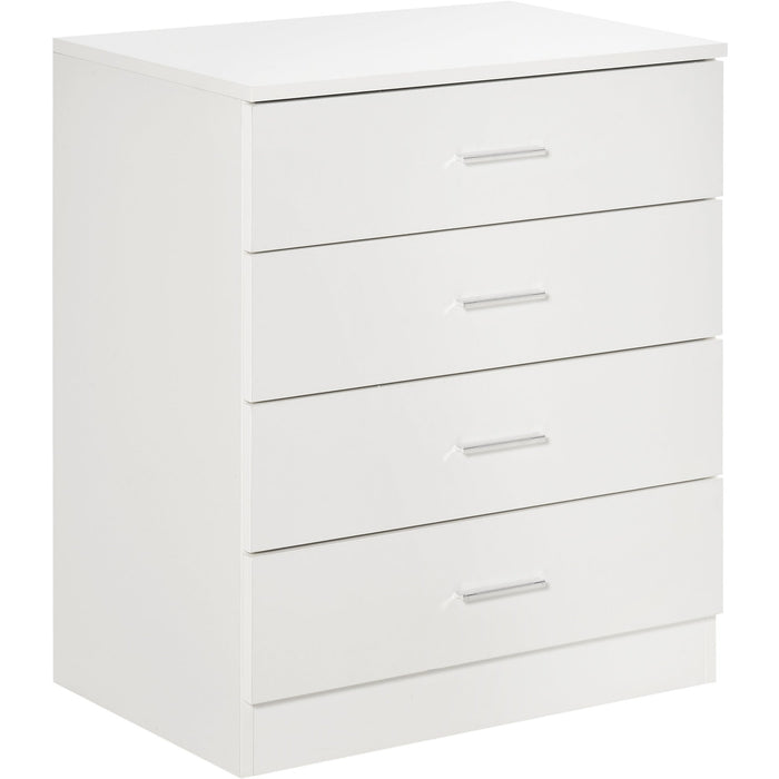 White 4 Drawer Chest, Metal Rails