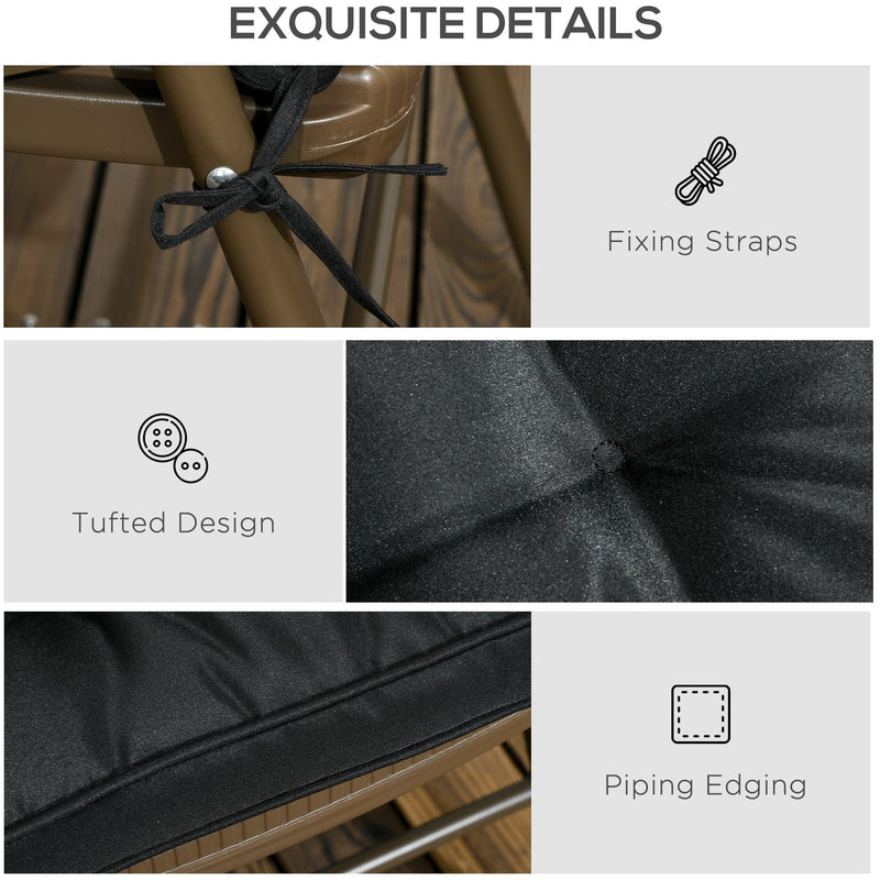 Garden Seat Cushion with Ties, Black 40x40cm