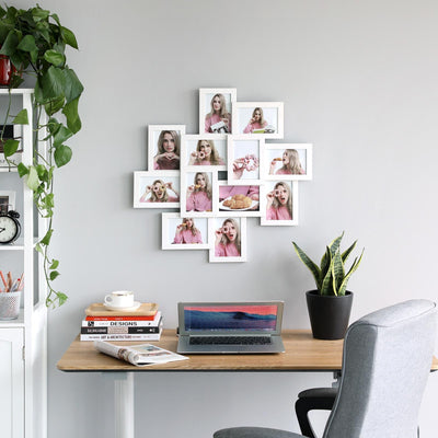 Wooden Photo Frames Collage Glass Songmics
