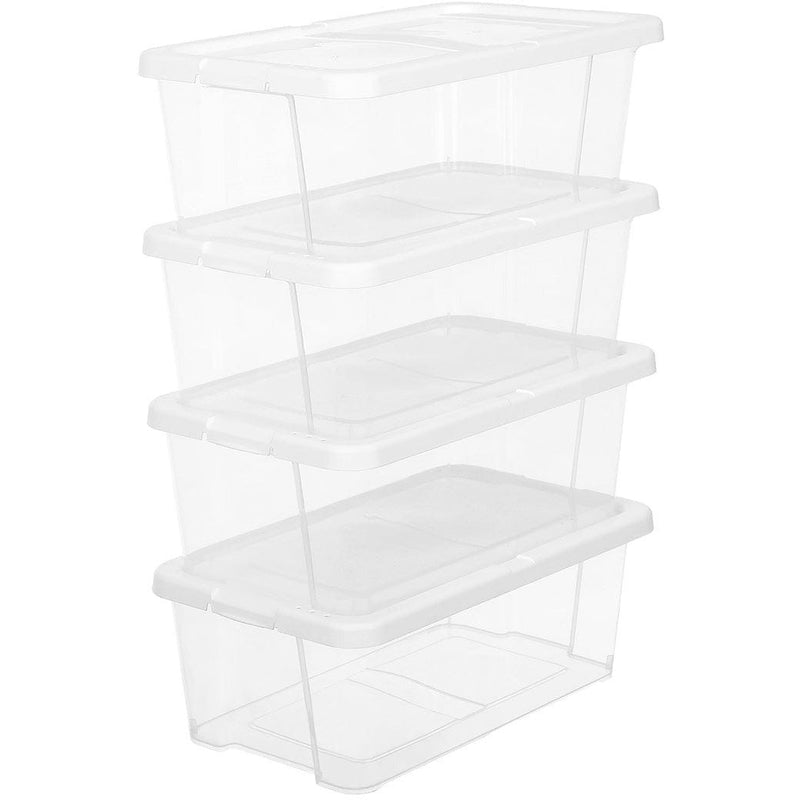 Plastic Shoe Storage Boxes With Lids Set of 12