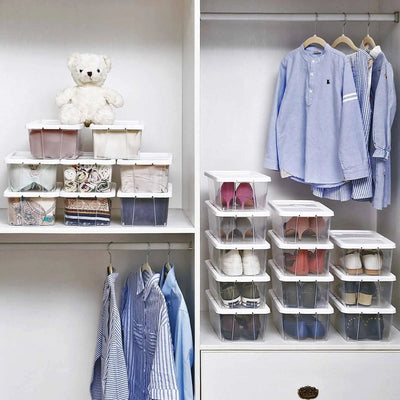 Plastic Shoe Storage Boxes With Lids Set of 12 SONGMICS