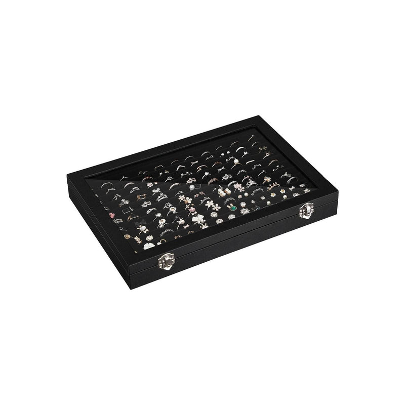 Glass Top Jewelry Box 12 Slots Songmics