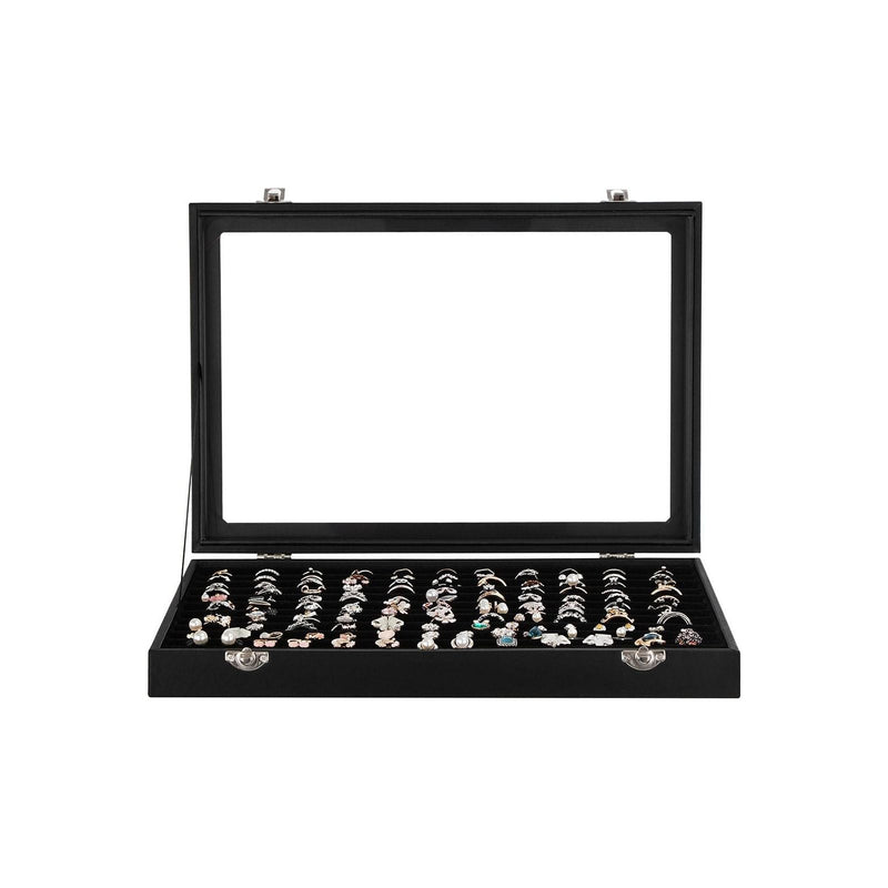 Glass Top Jewelry Box 12 Slots Songmics