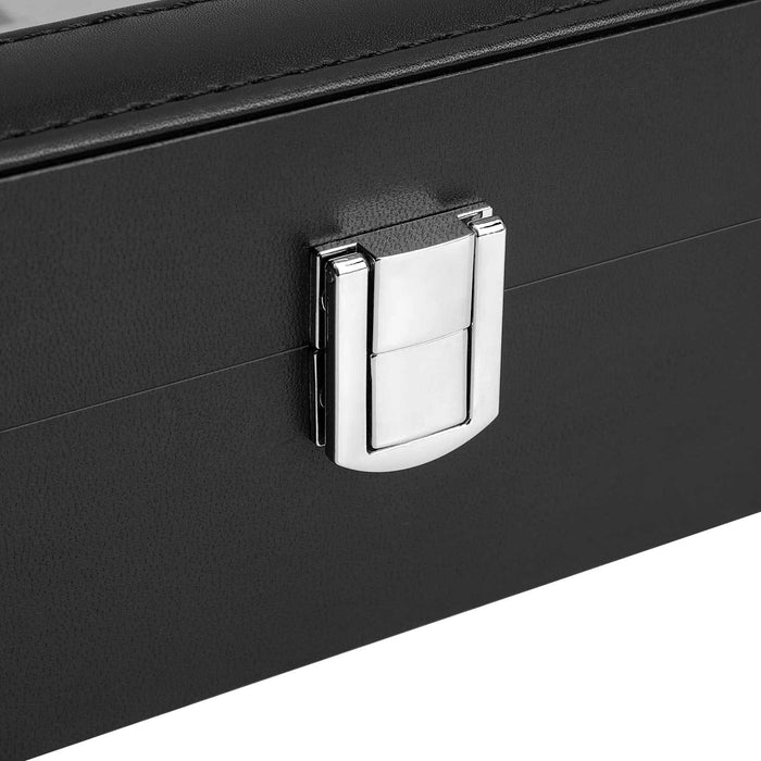 Black Leather Watch Box (Holds 12 Watches)