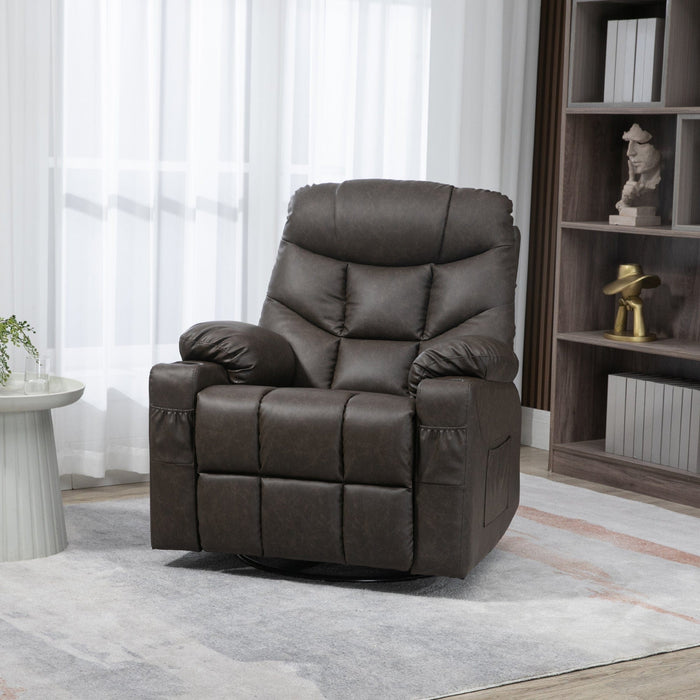 Brown Manual Recliner Chair with Cup Holders