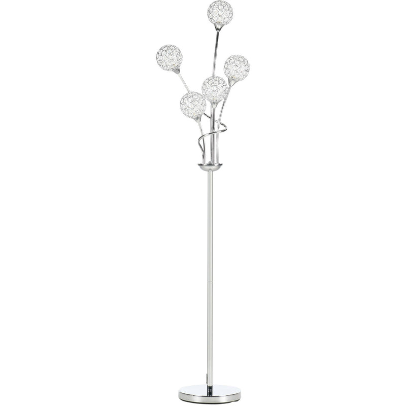 Silver Crystal Floor Lamp, 5 Lights, 34x25x156cm