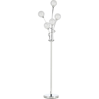 Silver Crystal Floor Lamp, 5 Lights, 34x25x156cm Homcom