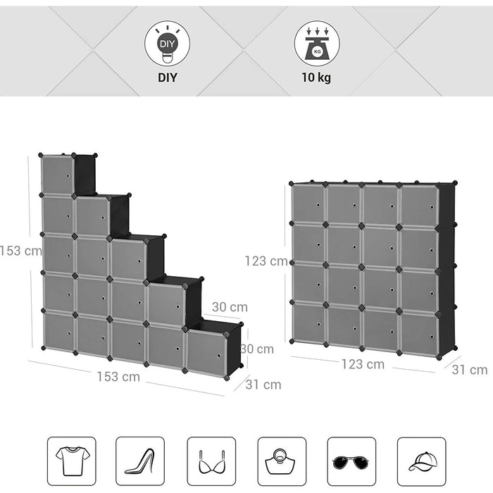 Plastic Organiser with 15 Cubes