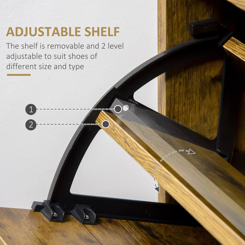 Narrow Shoe Cabinet For Hallway, Rustic Brown