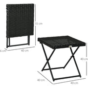 Outsunny Black Rattan Folding Table Outsunny