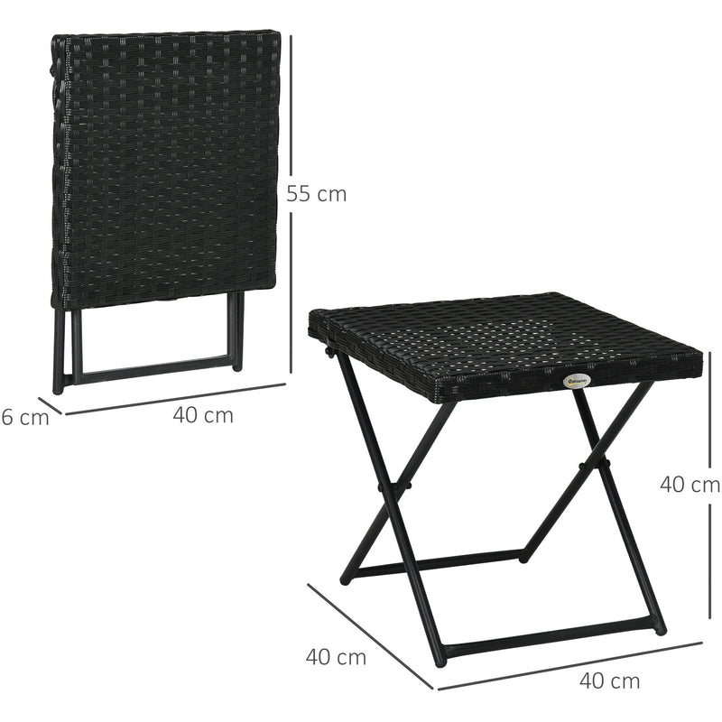 Outsunny Black Rattan Folding Table Outsunny