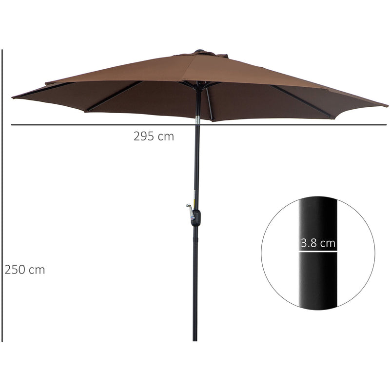 Garden Parasol with Large Adjustable Canopy for Reliable Shade Over Tables Coffee Outsunny
