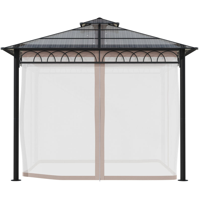 3x3 m Polycarbonate Gazebo with Galvanized Steel Frame