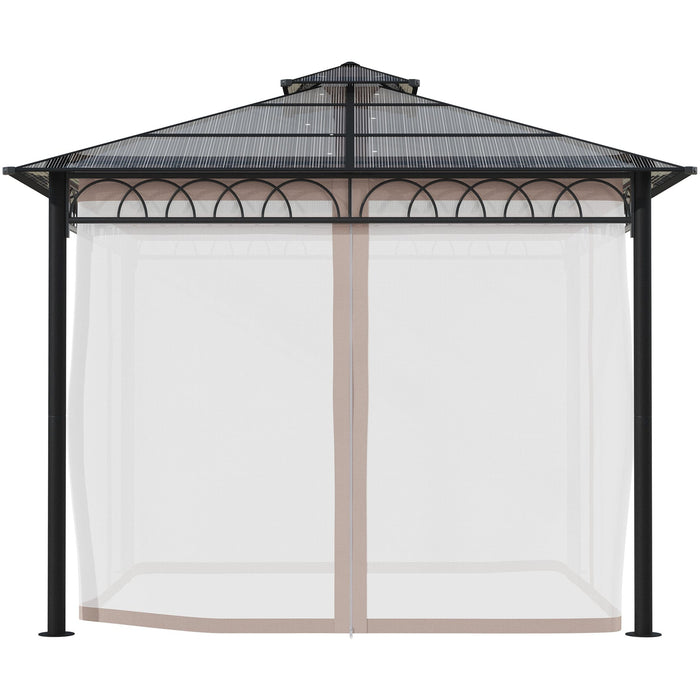 3x3 m Polycarbonate Gazebo with Galvanized Steel Frame