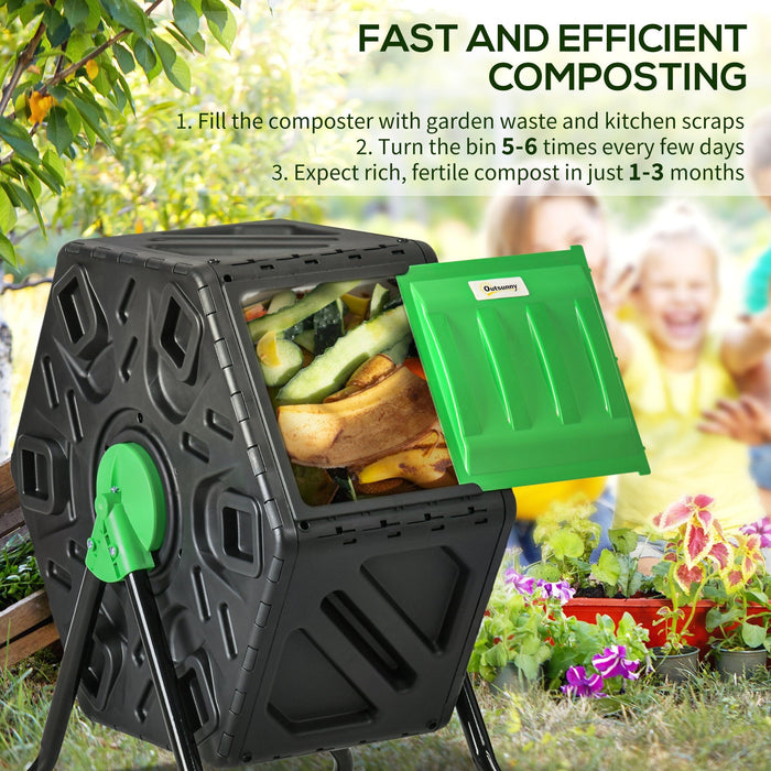 65L Rotating Garden Compost Bin, Steel Legs