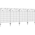 4 x Decorative Fence Panels, Rustproof, Black Outsunny
