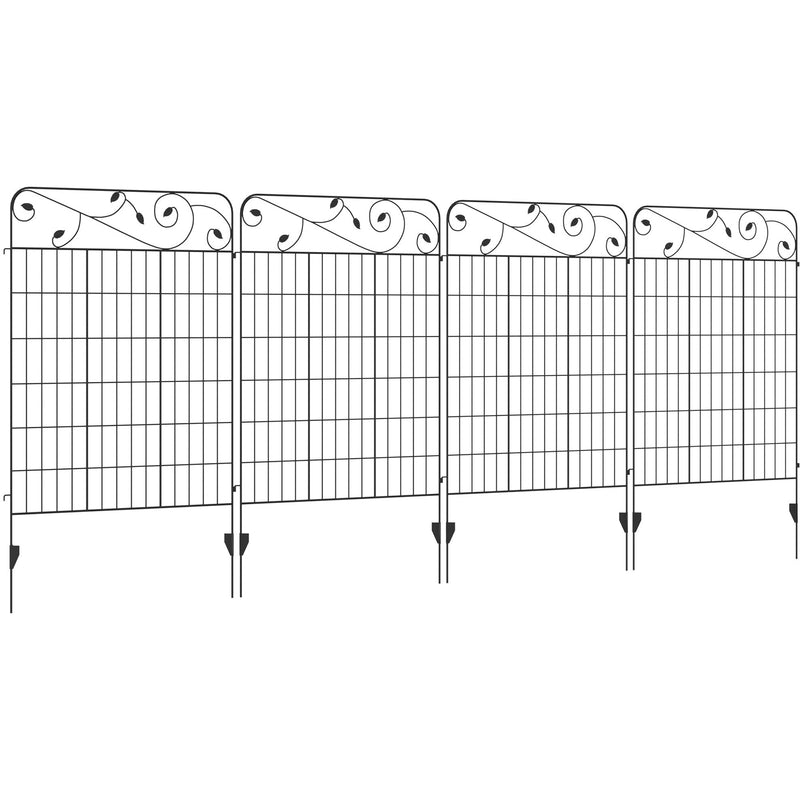 4 x Decorative Fence Panels, Rustproof, Black