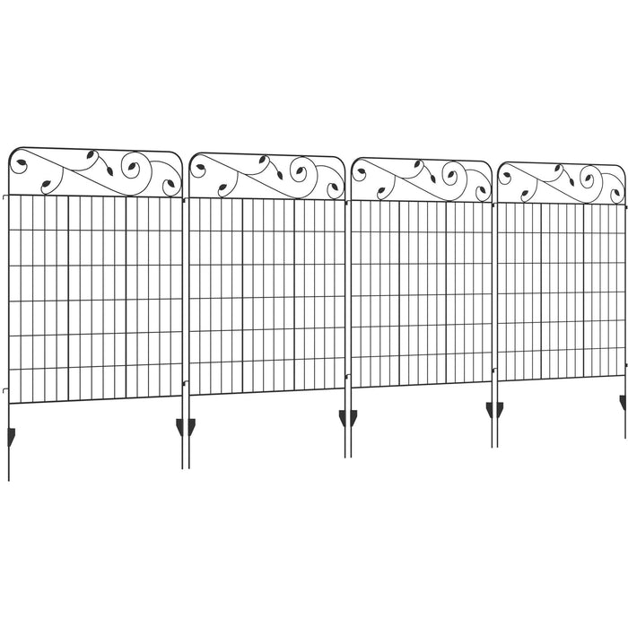 4 x Decorative Fence Panels, Rustproof, Black