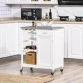 White Kitchen Trolley, Wine Rack, Drawer, Cabinet, Wheels Homcom