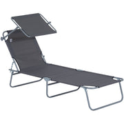 Folding Sun Lounger With Canopy Outsunny