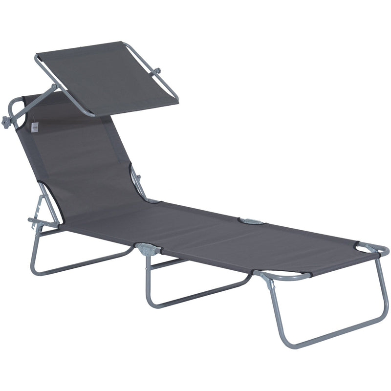 Folding Sun Lounger With Canopy Outsunny