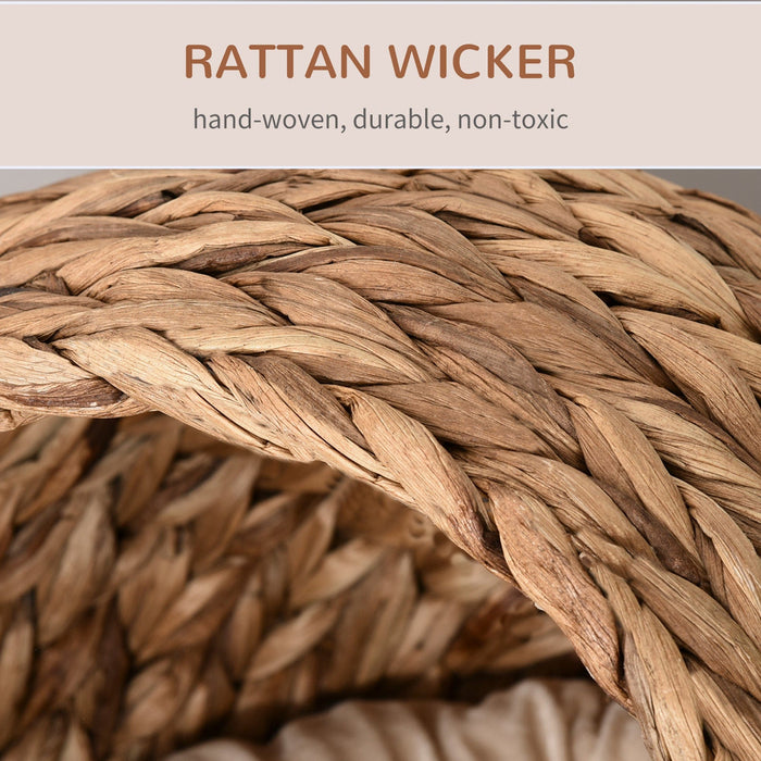 Raised Wicker Cat Bed - Brown, 50x42x60cm