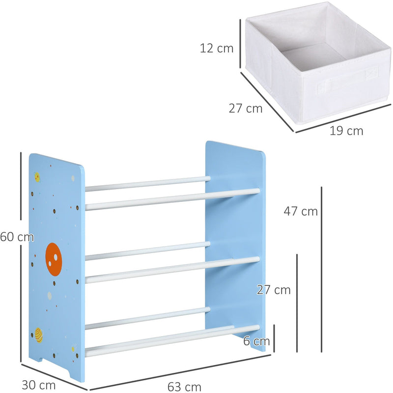 ZONEKIZ Blue Kids Toy & Book Storage with 9 Baskets