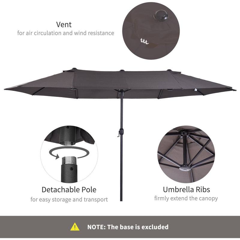 4.6m Double Sided Parasol, No Base, Beige Outsunny