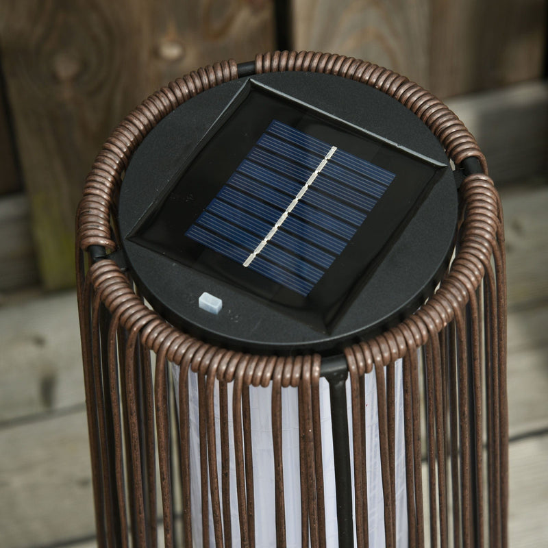 PE Rattan Solar Lanterns, Woven Wicker, Auto On/Off Outsunny
